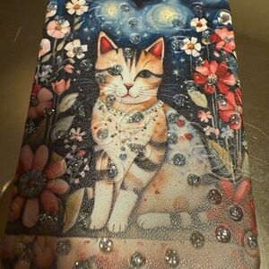 Compact Mirror Floral Cat